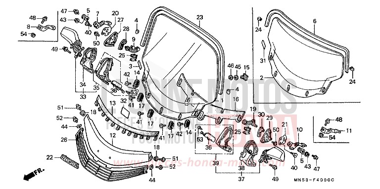 WIND SCREEN/RUECKSPIEGEL (GL1500J/K/L/AM/AN) von Gold Wing CANDY SPECTRA RED (R176) von 1990